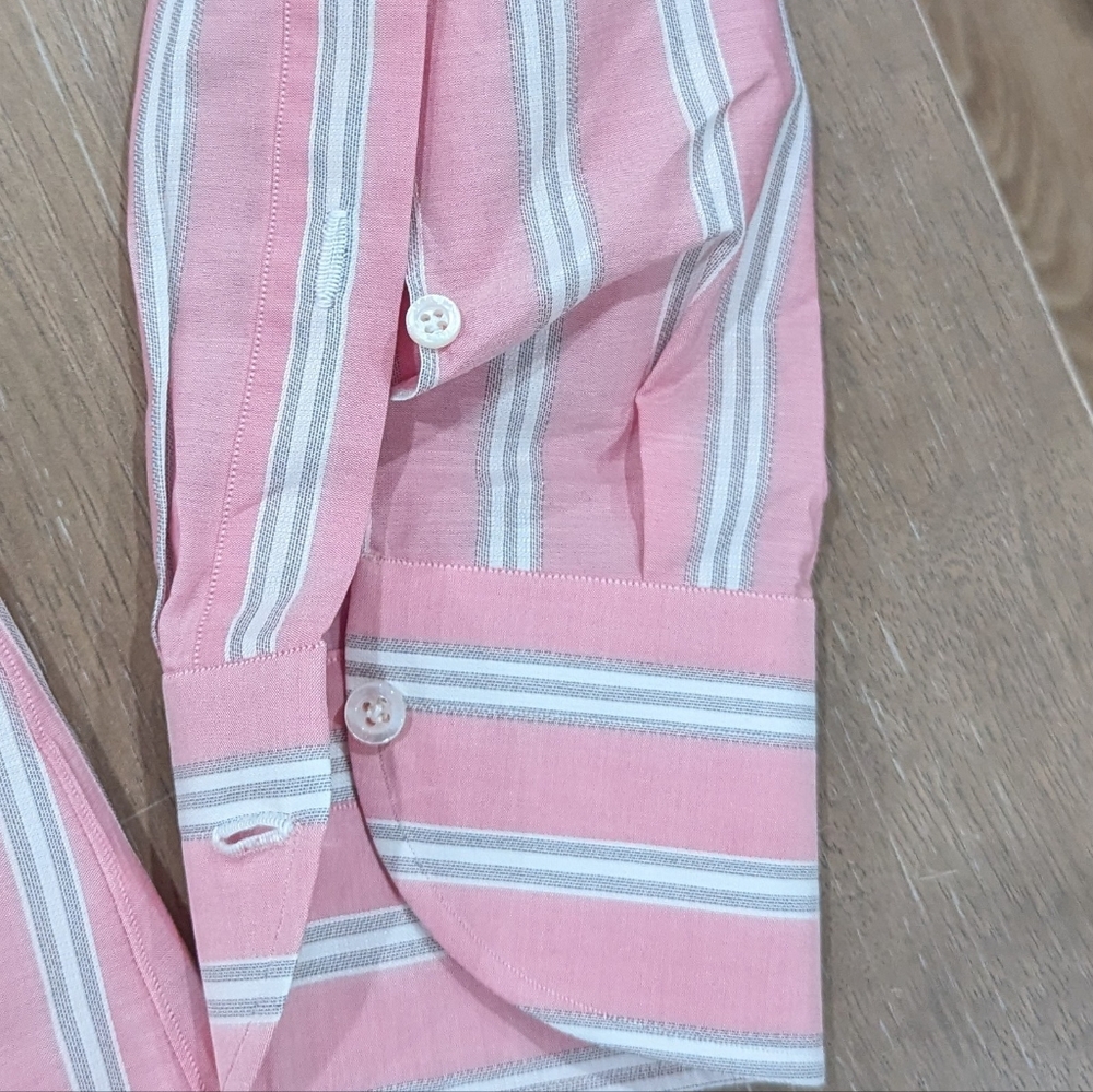 Mens Isaia Multi Striped Dress Shirt Pink/Multi 39 US 15.5 - Picture 4 of 6